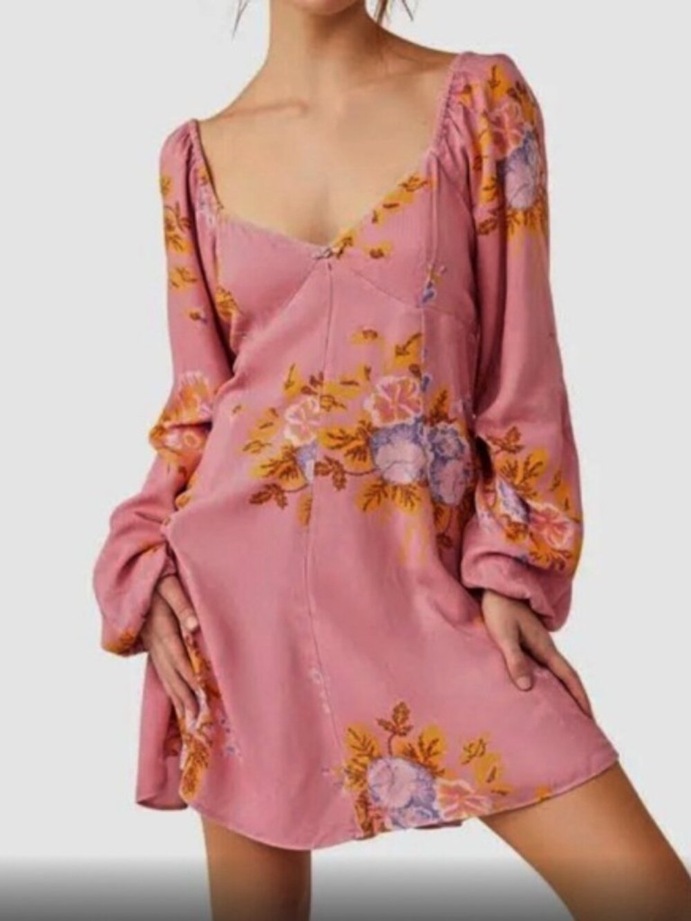 NWOT Free People Francesca Mini Dress Pink Floral M